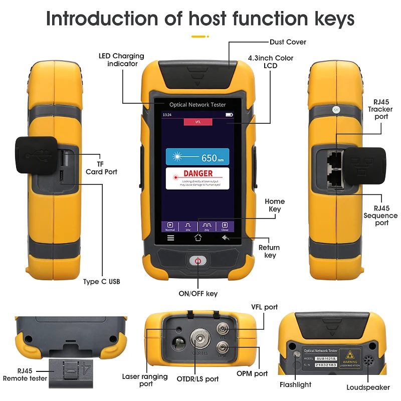 AUA8513U/A OTDR Optical Time-Domain Reflectometer Multifunction OPM OLS VFL RJ45 Cable Tester Fiber Network | Мобильные телефоны и