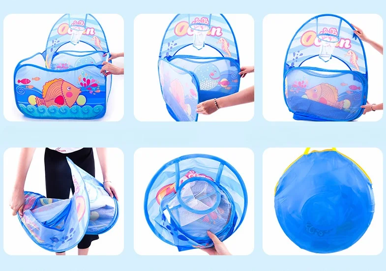 

Play House Toys Tunnel Tent Indoor Ocean Ball Pool Portable Foldable Children Outdoor Sports Toy With Basket Net Boys Girls Gift