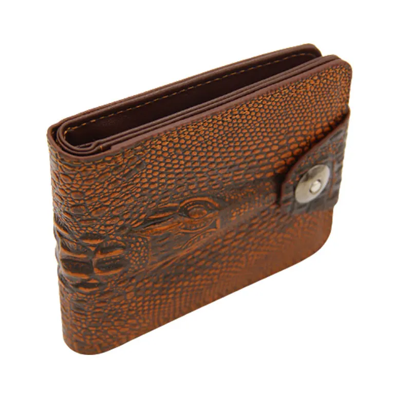 Мужской кошелек из натуральной кожи короткий бумажник винтажный крокодиловый |