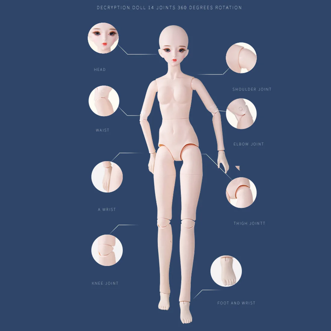 

60cm BJD Dolls Princess Doll Clothes Set Toy For Baby Kids - Suge Official Makeup (Face Detachable / Head Integrated Version)