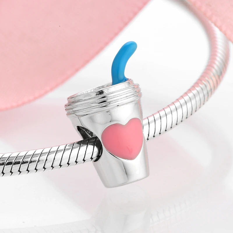 Женские серебряные подвески в виде чашки кофе или сока подходят для оригинальных