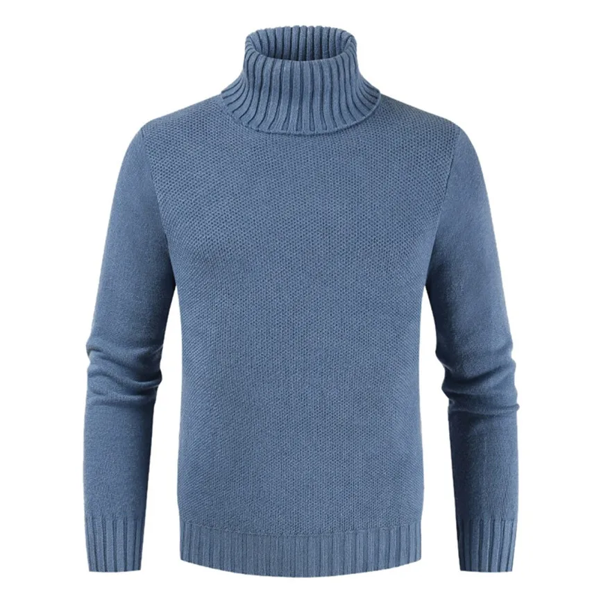 2019 высококачественный теплый мужской свитер с высоким воротом модный однотонный
