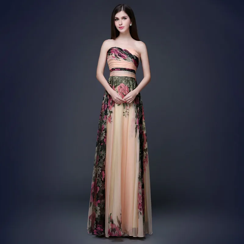 New products in Europe and the printed chiffon strapless gown with amazon speed sell tong for evening wear a undertakes | Свадьбы и
