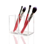 Прозрачный органайзер для кистей для макияжа с 2 отделениями, акриловый ящик для хранения косметики, коробка для ручеккарандашей, настольный органайзер, держатель для кистей для косметики, чехол