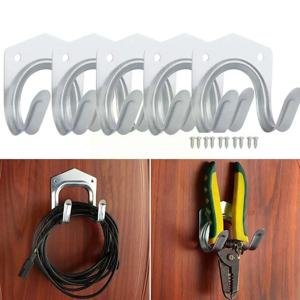 

5 шт. набор крючков для вешалки инструментов, гаражный сарай для подвешивания садовых лопастей, настенный кронштейн для метлы, подвесные крю...