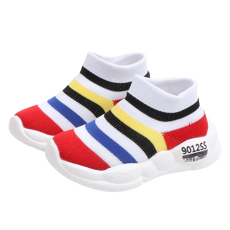 

Boys Shoes Tennis Sneakers Girls Rainbow Kids Mesh Footwear Toddler Stripes Chaussure Zapato Casual SandQ Baby New CS17