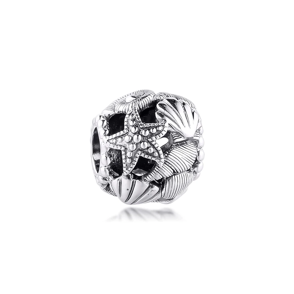 

Подходит для бусины, браслеты ЕВРОПА, ажурные морские звёзды, ракушки и сердца, подвески 100%, искусственные серебряные украшения, бесплатная ...