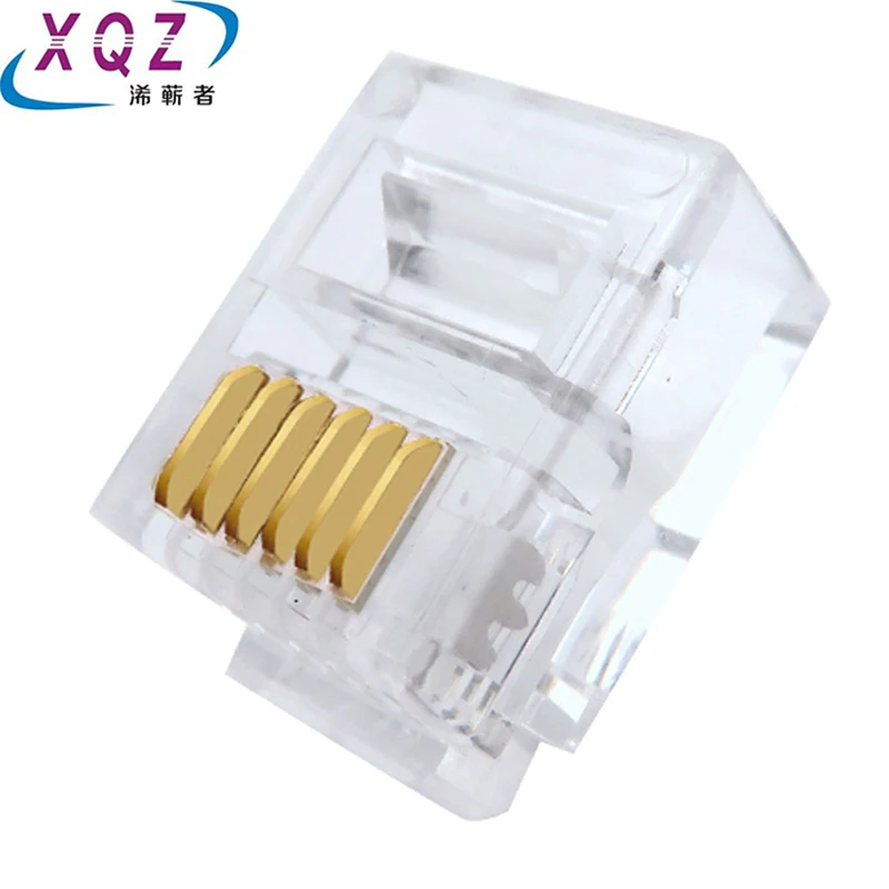 100 шт. 6P6C 6 pins контактов RJ11 телефон модульный разъем Jack Разъем кабель головной