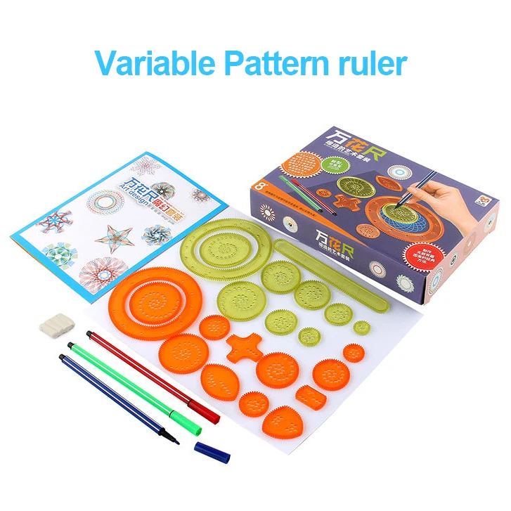 

Art Painting Template Kaleidoscope Puzzle Teaching Stationery Painting Multi-function Pattern Ruler Stationery 1 Set Art Tool