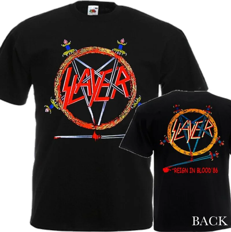 Новая футболка с принтом Raining Blood By Thrash Metal Band Slayer Dtg Tee S2 сбоку|Мужские футболки| |