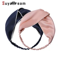 suyadream headband for woman 100real silk girls hairband solid navy pink hair accessories