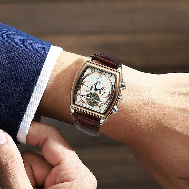 

FORSINING Mens Mechanical Business Watch Auto Date Tourbillon Automatic Dress Clock Self Automatic Fashion Brand Wristwatches