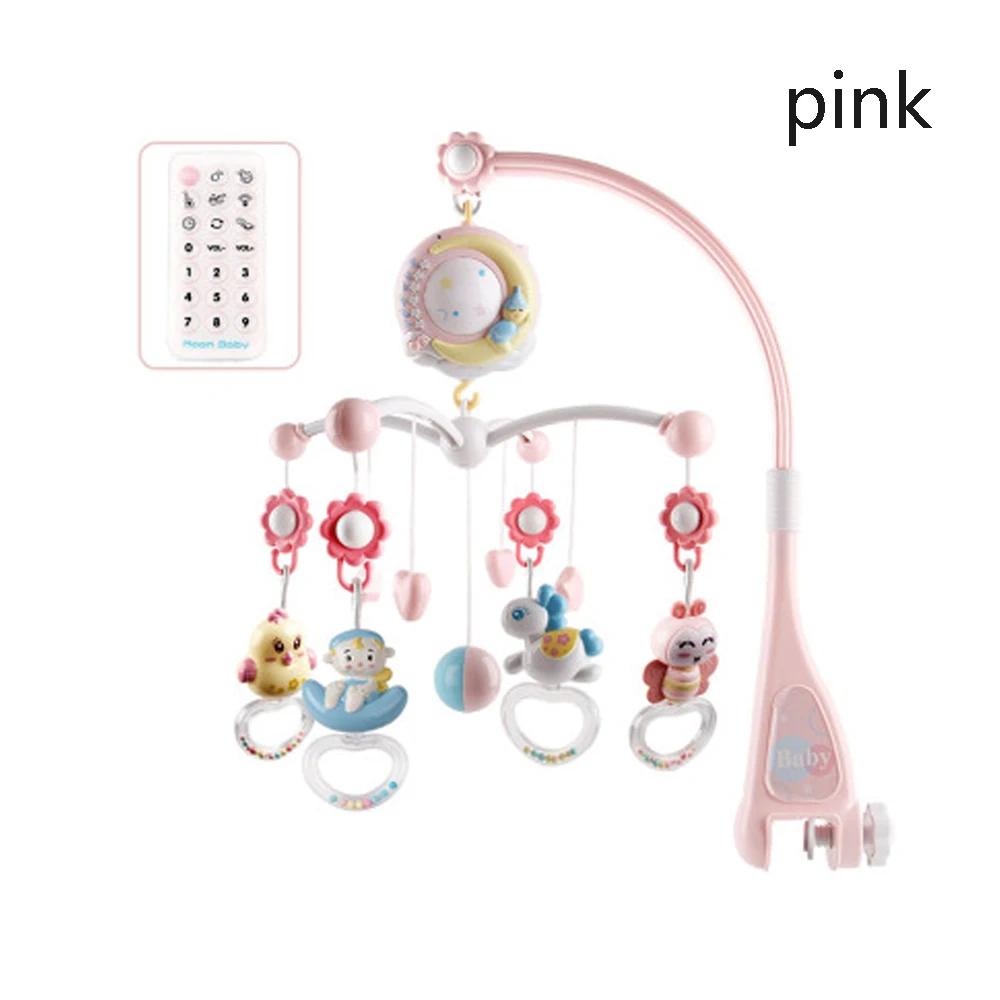 pink Милые детские погремушки на кроватку, игрушечный держатель, вращающаяся Мобильная кровать, колокольчик, музыкальная шкатулка, проекция для 0-12 месяцев, игрушки для новорожденных мальчиков и девочек - Цвет: pink