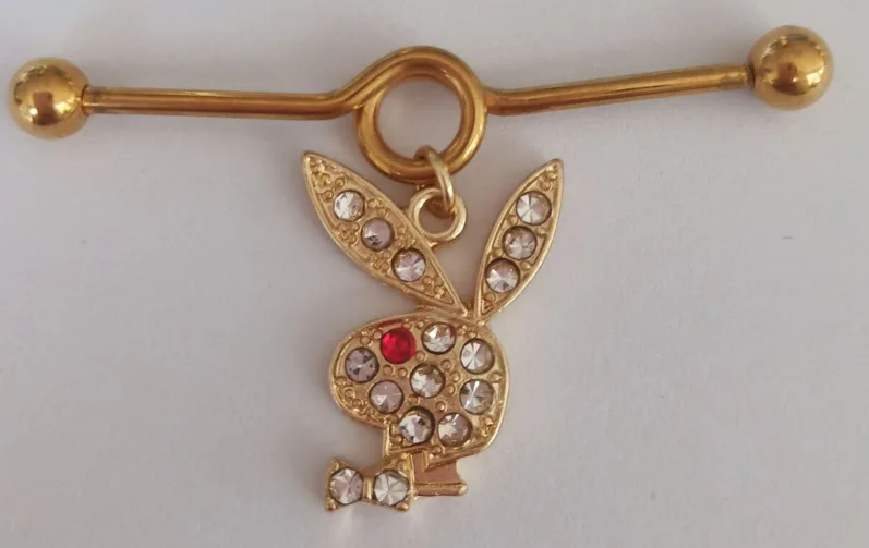 

Rabbit Stainless Steel Industrial Piercing Cartilage Barbell Earring Bunny Ear Industrial Piercing Studs Lightning Red Eye Body