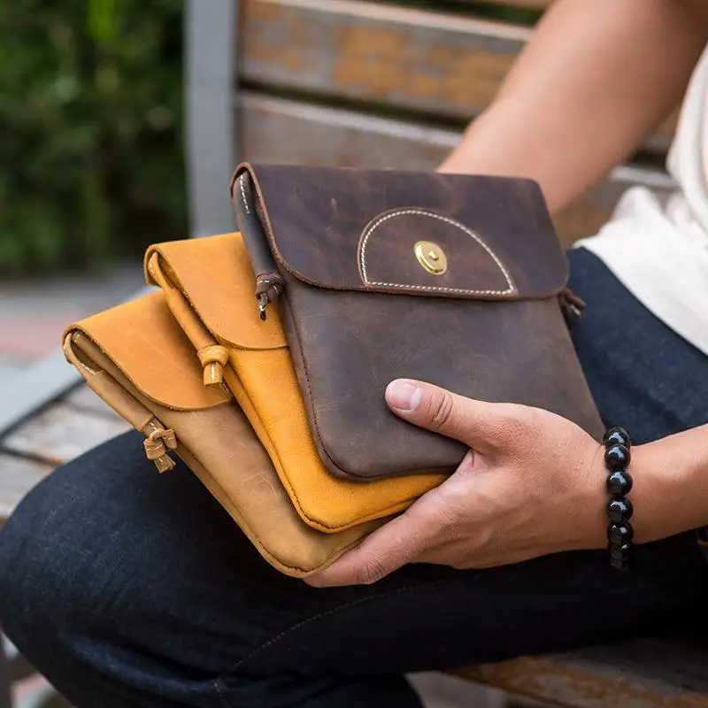 

Johnature Retro Crazy Horse Leathre Women Small Bag 2021 New Soft Cowhide Ladies Mini Mobile Phone Bags Versatile Shoulder Bags