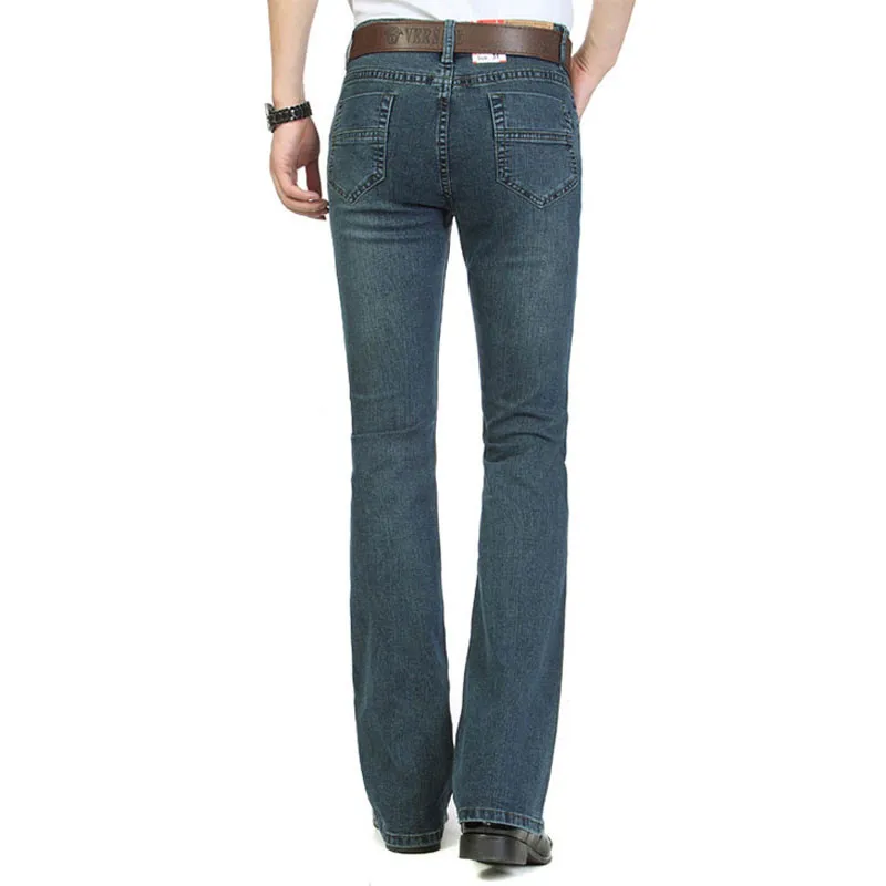 Джинсы мужские в стиле ретро Винтажные эластичные расклешенные брюки клеш