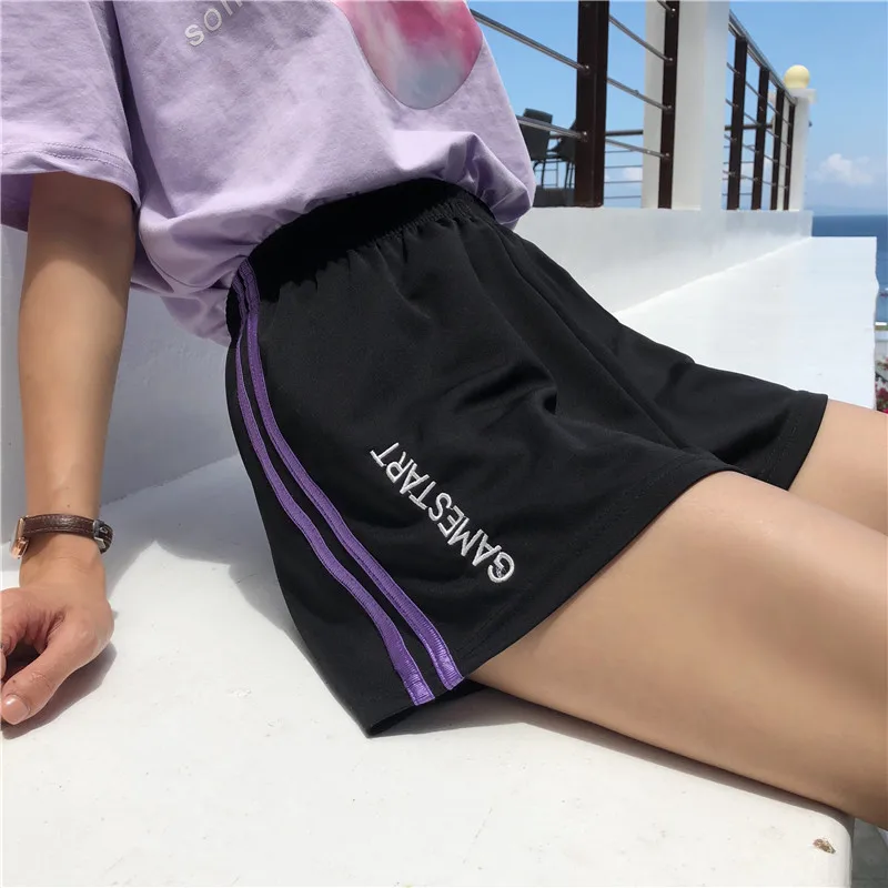 

Summer vintage track shorts women vetement femme loose high waist pantalones cortos mujer wild Harajuku biker ropa short 2021