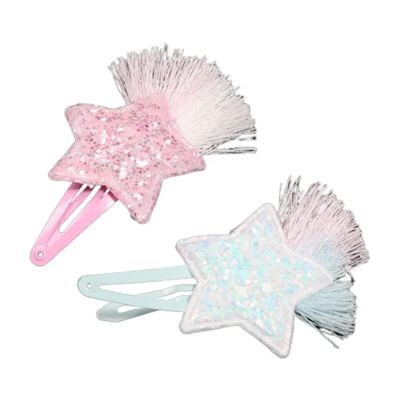 Заколка для волос с пятиконечной звездой и блестками девочек | Красота здоровье