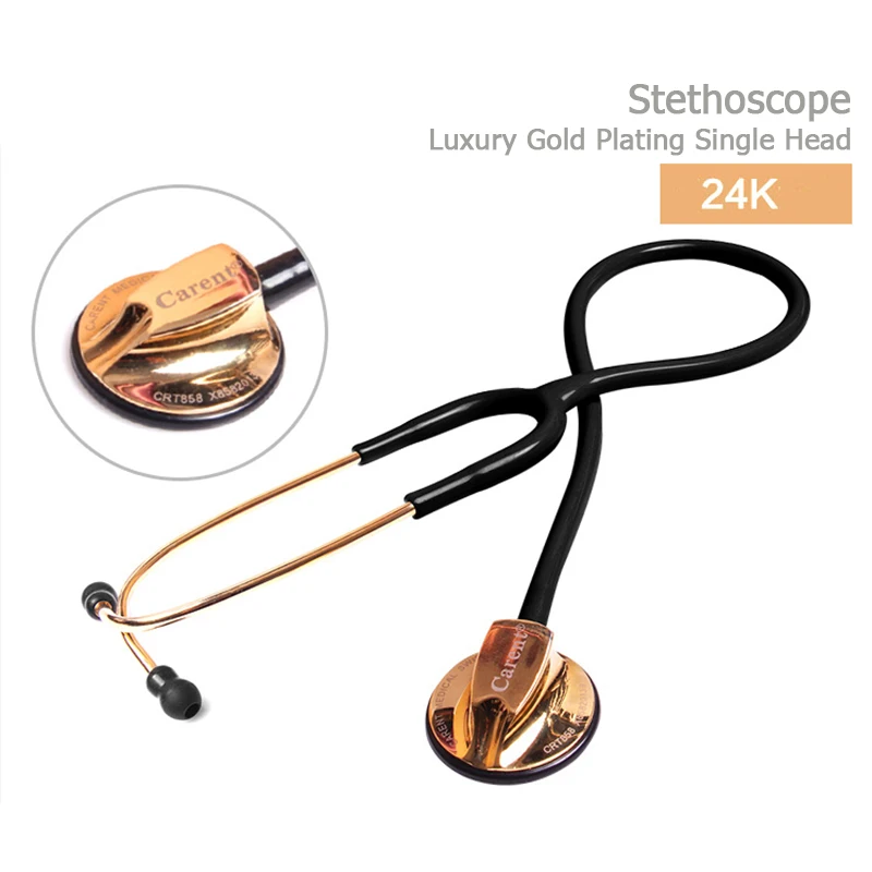 

Luxury gold high quality Swiss Carent CRT868 double dual or single head Medical stethoscope doctor hospital pro free shipping