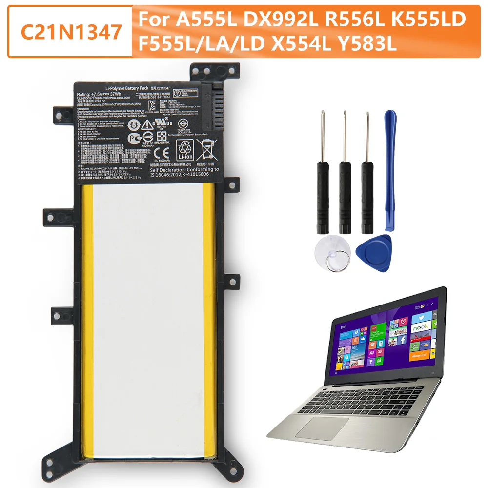 Оригинальная замена Батарея C21N1347 для Asus F555L VM590L W519L VM510L FL5600L FL5800L W509L X554L FL5500L DX992L 5070