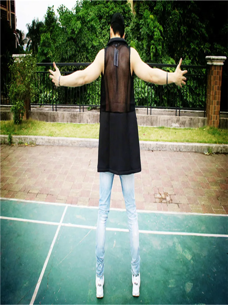 M-XXL! Клубная мужская модель сетчатый длинный стиль танцевальный мачете DS для