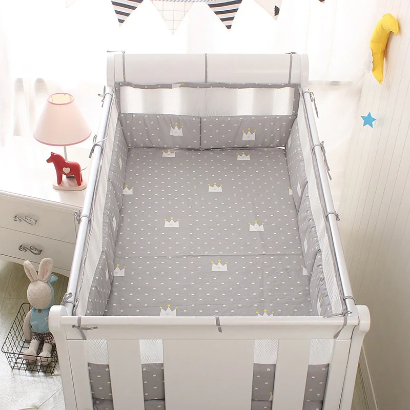 5 шт. хлопковые бамперы для детской кроватки сетчатые дышащие защитные бортики