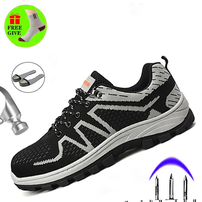 Нескользящая износостойкая Рабочая страховая обувь Летняя дышащая со стальной