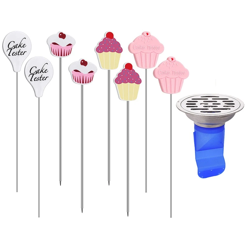 

Силиконовое кухонное ситечко 10 см, устройство для проверки сточных вод и тортов, иглы из нержавеющей стали, многоразовые иглы для тортов