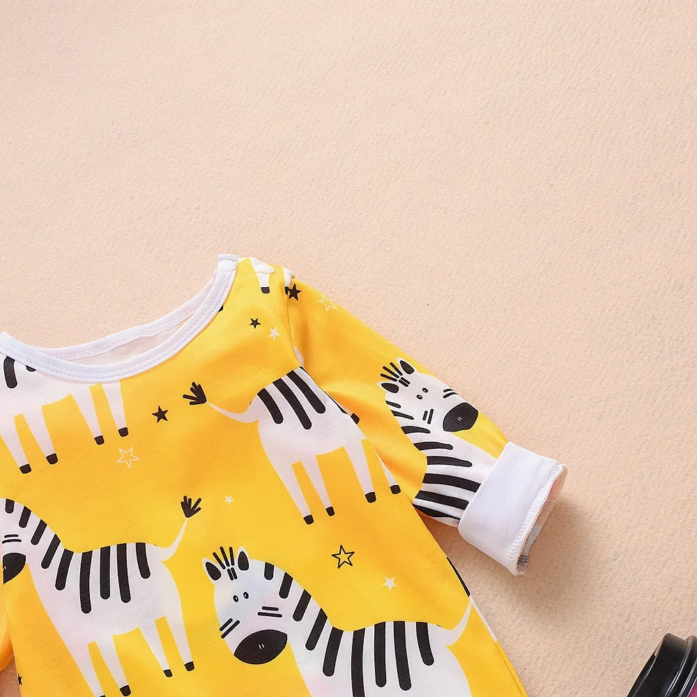 Детский хлопковый комбинезон с длинным рукавом принтом зебры | Мать и ребенок