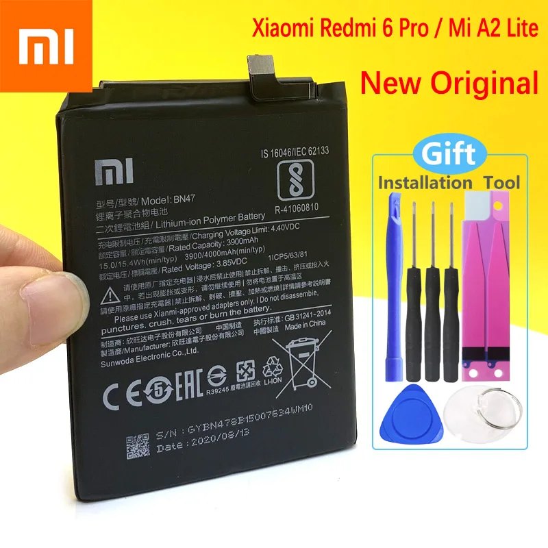 

New Original Battery For Xiaomi Redmi 6Pro / Mi A2 Lite BN47 4000mAh Mobile Phone With Tracking Number
