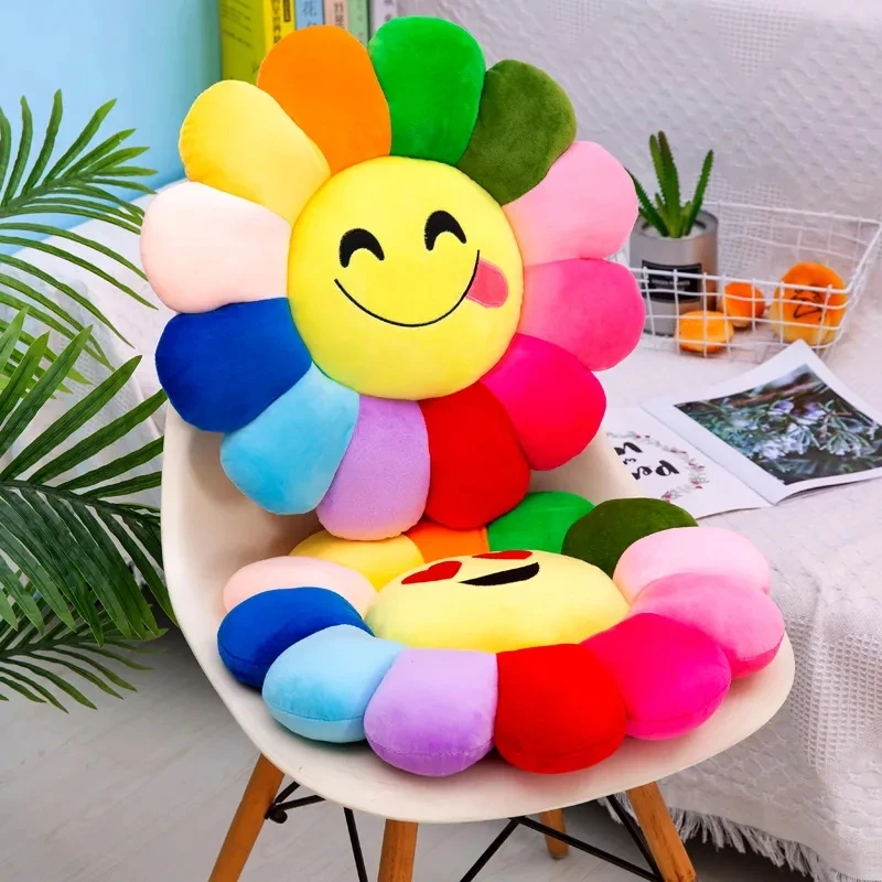 

Free ship 38/58cm sunflower plush toy decorative pillows chair cushion soft stuffed toys floor cushions rainbow pillow hugs