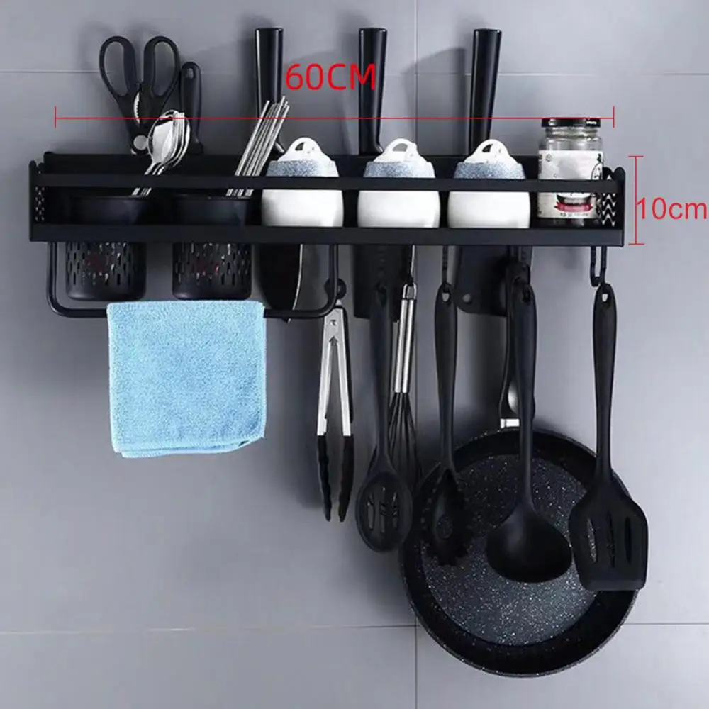 

60% Hot Sales!!! Kitchen Utensil Wall Mounted Storage Pot Can Pan Rack Hanging Hooks Organizer