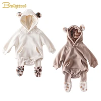 cartoon winter baby boy romper plush lining baby winter clothes long sleeve hooded infant girl jumpsuit toddler onesie