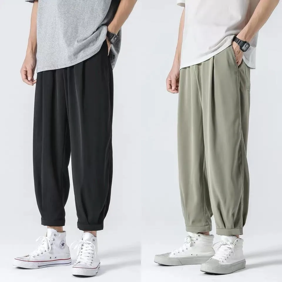 

Casual Pants Mens Trousers Summer Solid Color Harem Pants Loose Korean Version Student Ankle-Length Pants