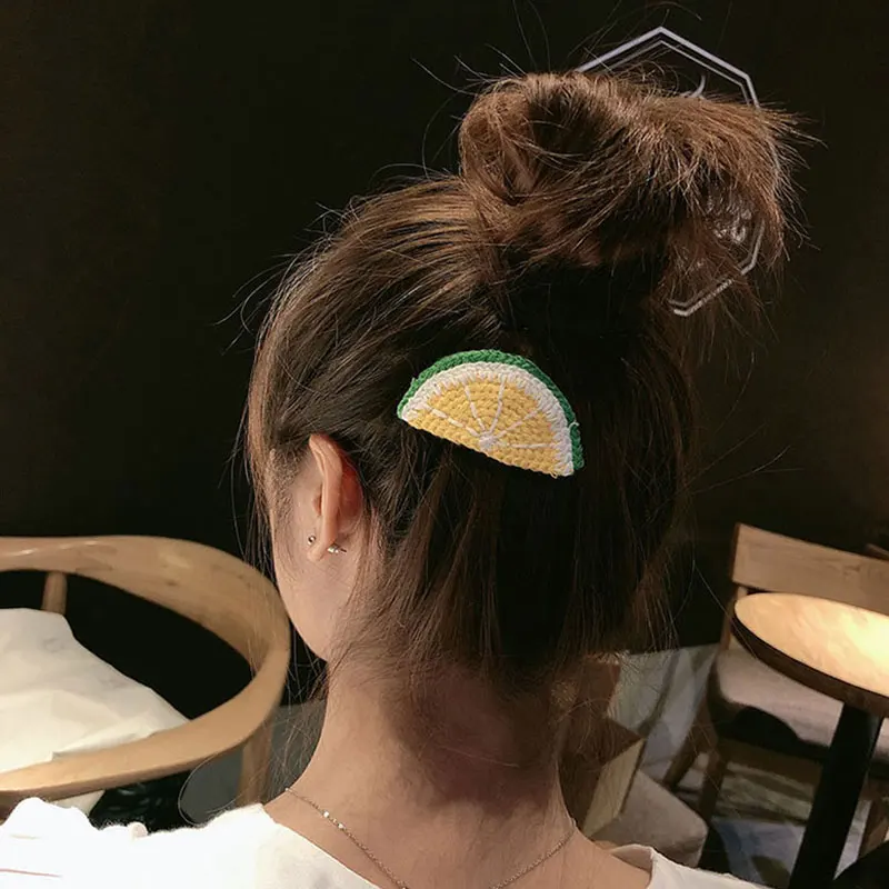 Детские шпильки для волос с изображением свежих фруктов| |