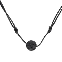 charm unisex natural stone necklace black lava rock essential oil diffuser necklaces adjustable length men women pendant chain