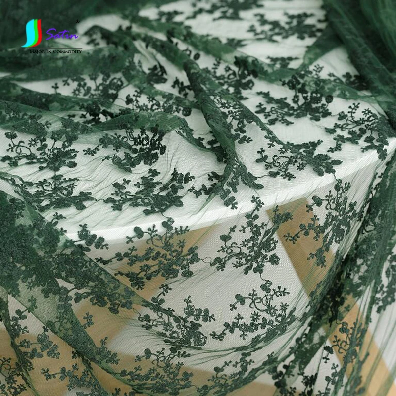 Высококачественное Зеленое Шифоновое Платье с 3D вышивкой Марлевое мягкое