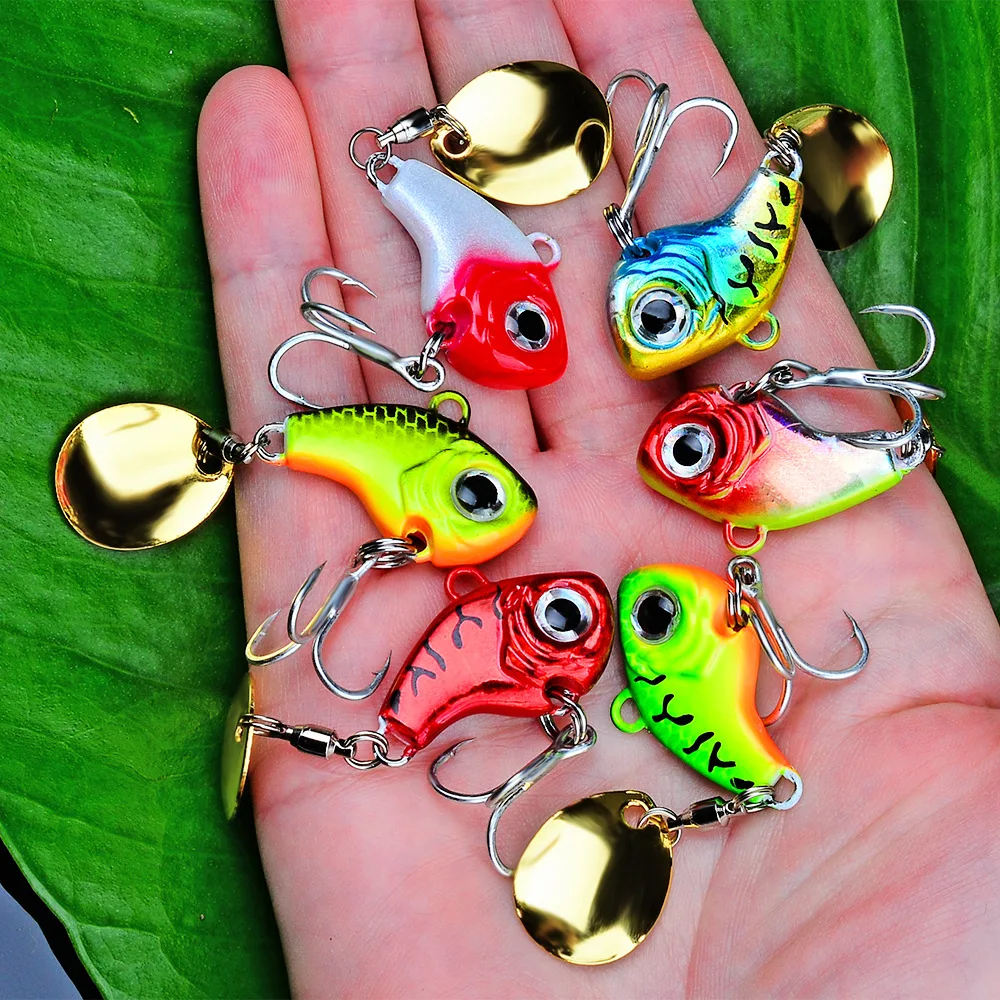 

1PC 5G 10G 15G 20G Metal VIB With Rotating Spoon Spinner Jig Fishing Lure Fishing Tackle Lures with BKB Hook Wobbler Baits