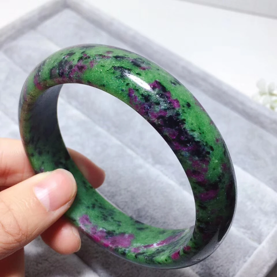 Настоящий натуральный рубин Zoisite красный зеленый женский браслет 62 мм