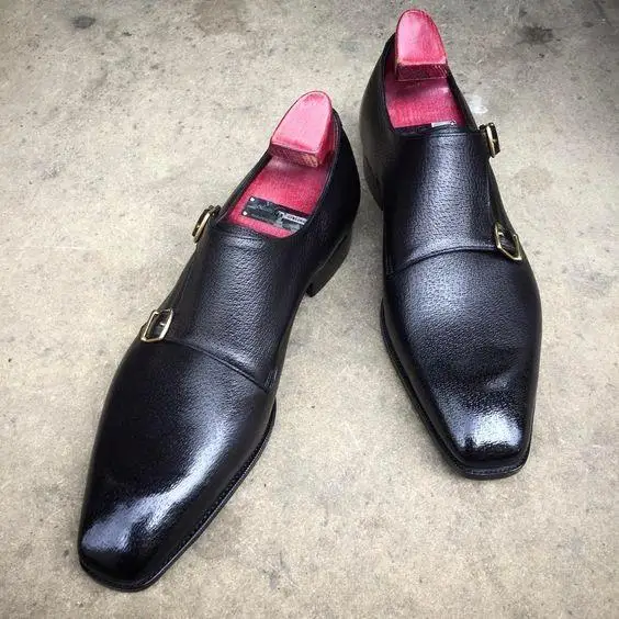 

High Quality New Fashion Men Pu Leather Buckle Business Shoe Vintage Casual Classic monk strap Shoes Zapatos De Hombre HA435