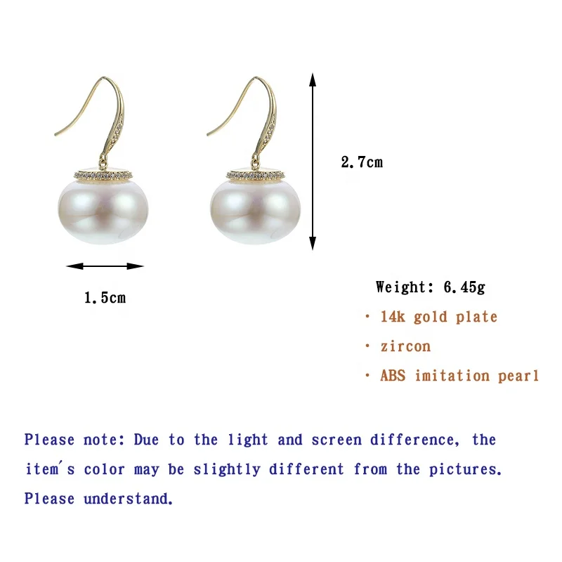 

ONYSS Korean Style Pearl S925 Silver Pin CZ Crystal Hook Earrings for Woman 2021