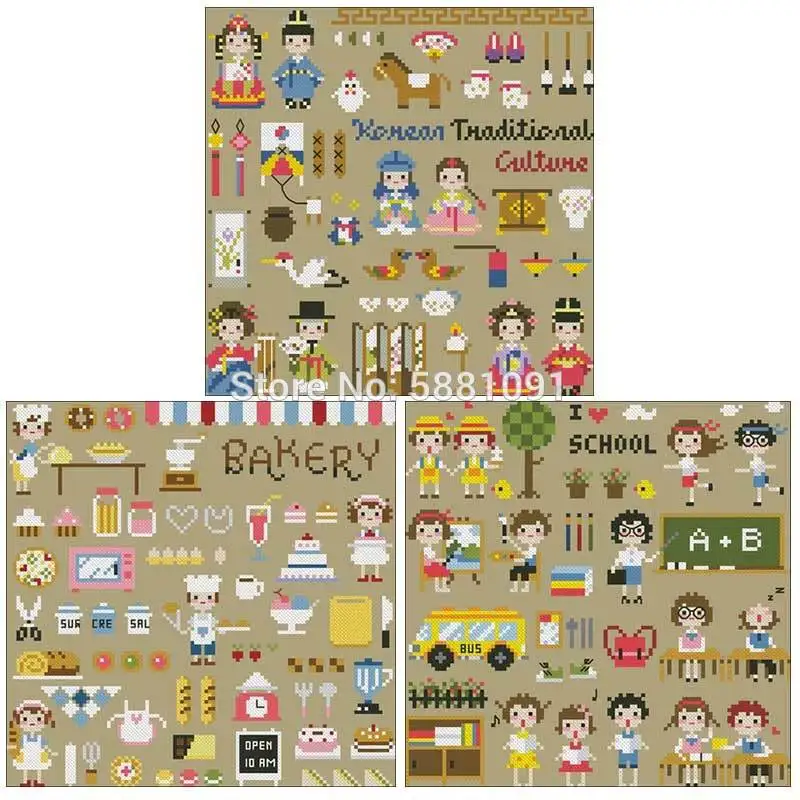 Cartoon story patterns Counted Cross Stitch 11CT 14CT DIY Chinese Kits Embroidery Needlework Sets home decor | Дом и сад