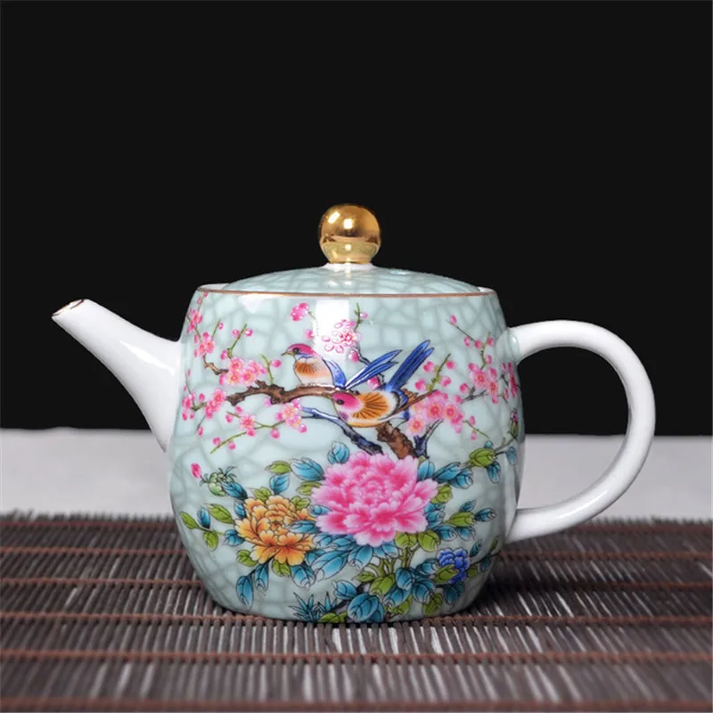 Фарфоровый чайный сервиз Цзиндэчжэнь ручная роспись цветов и заварочный чайник