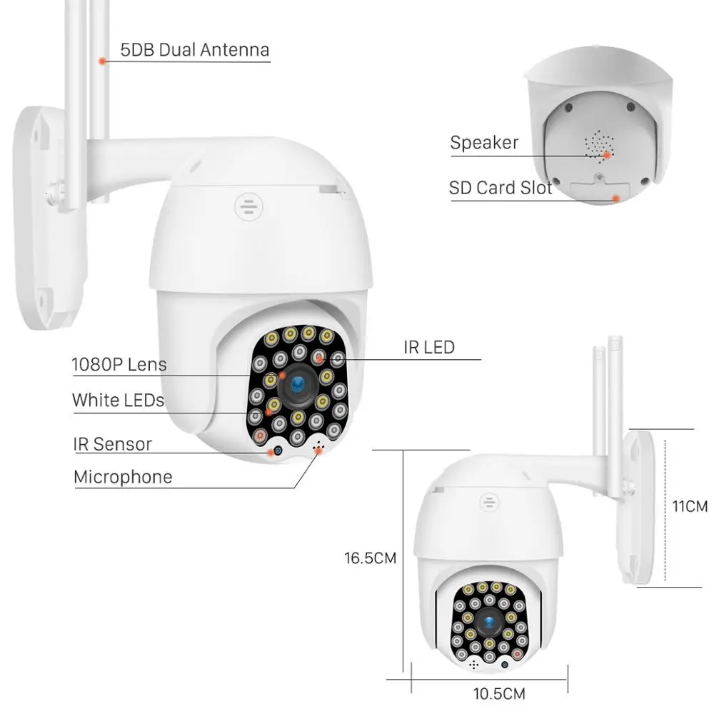 

1080p Ptz Audio Wifi Ip Camera 4x Zoom Auto Tracking 23 Ir Led Outdoor Cloud Storage Motion Detection Cctv Surveillance