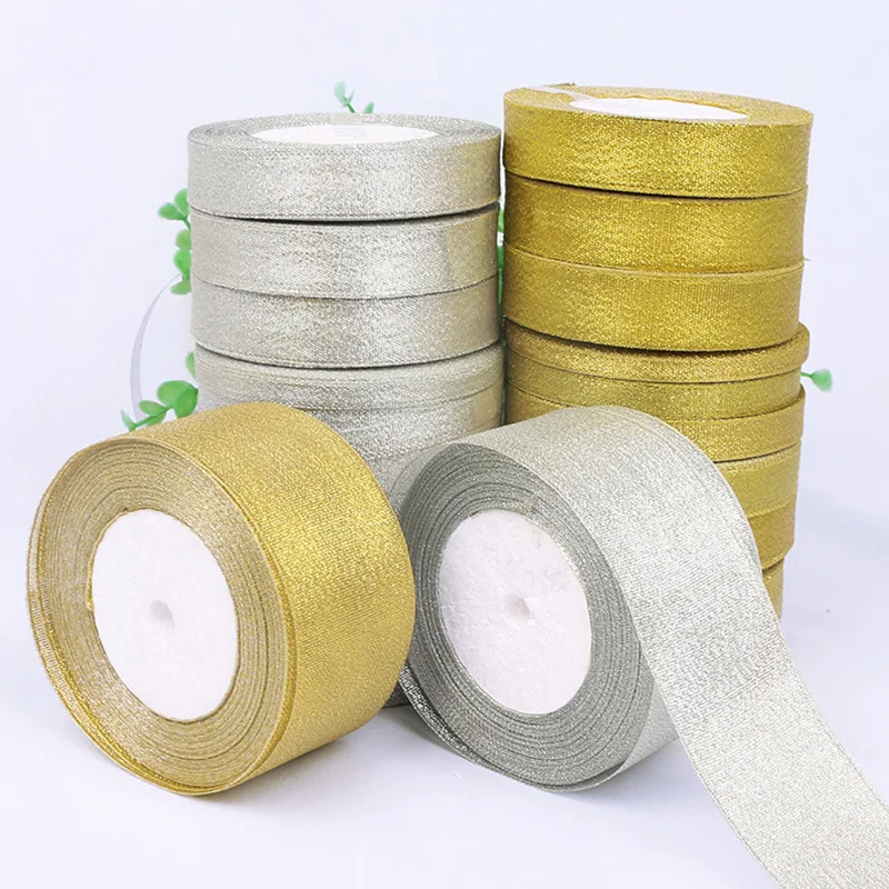 25Yards/Roll Glitter Satin Ribbons for Crafts Wedding Party Decorative DIY Organza Christmas Gift Supplies | Дом и сад