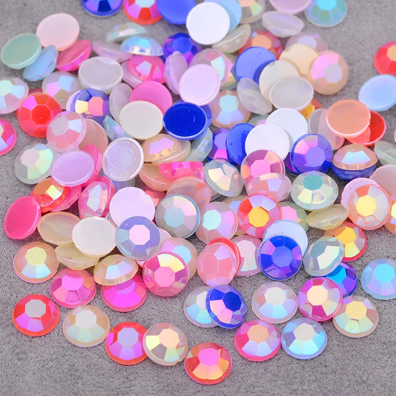 JUNAO 6 7 8 mm Yellow AB Glitter Round Rhinestones Flatback Acrylic Crystal Non Hotfix Strass Diamond Decorative Apparel Garment | Дом и сад