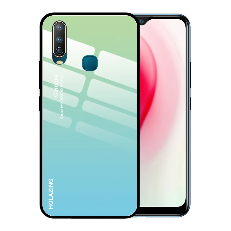 Чехол из закаленного стекла с градиентом и кристаллами для VIVO Y15 Y17 Y12 U3X U10 Y93 Y85 Y81 Y71