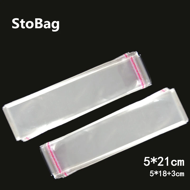 Прозрачные самоклеящиеся пакеты StoBag 1000 шт. 5*21 см длинные пластиковые