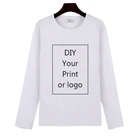 Футболка с длинным рукавом для мужчинженщиндетей с индивидуальным принтом весенне-осенние повседневные футболки для родителей и детей своими руками с вашим дизайном или логотипом