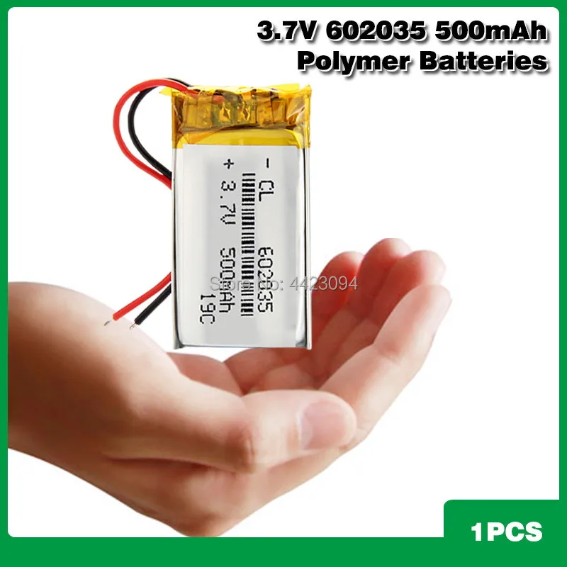 3.7v 602035 500mAh Lithium li ion polymer Rechargeable Battery For DVR GPS Car Tachograph Bluetooth headphone Battery